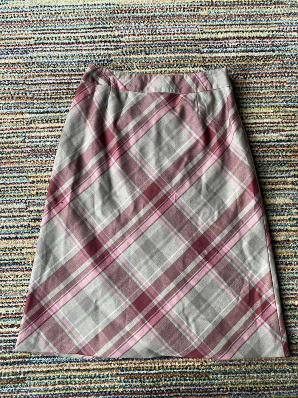 Pendleton Pink and Khaki Plaid A-Line Skirt